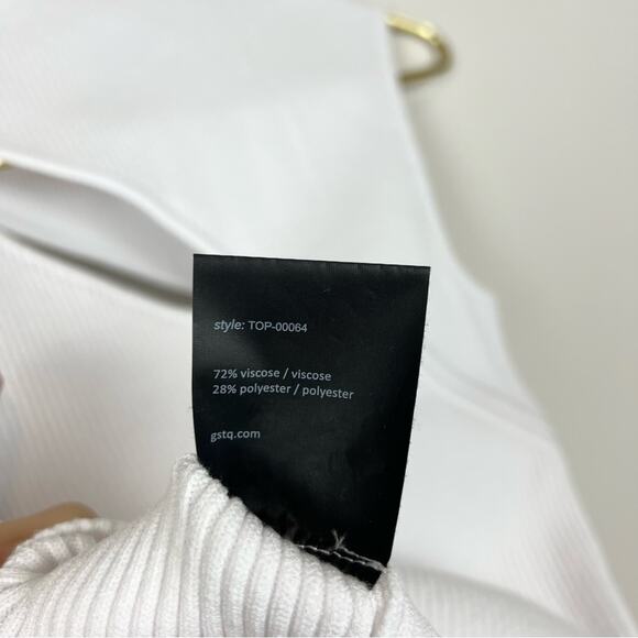 GSTQ White‎ Ribbed Sleeveless Cutout Knit Stretch Top Size XS - Picture 10 of 13